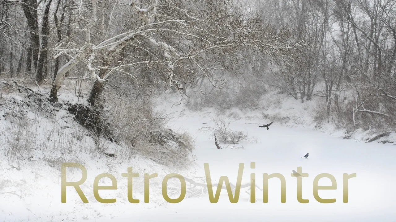 retro winter title slide